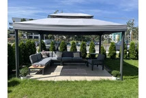 Tuinpaviljoen met muskietennet en gordijnen grijs Valencia 3x4m Garden Point