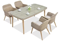 Exclusieve dining tuinset van kunststof rotan Córdoba zandkleur voor 4 personen Garden Point