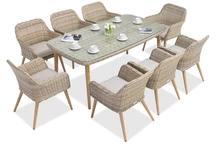 Exclusieve dining tuinset van kunststof rotan Córdoba zandkleur voor 8 personen Garden Point