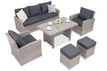 Garden Point Parma Apetito 5 grijze tuinset met poefs