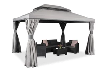 Tuinpaviljoen met muskietennet en gordijnen grijs Valencia 3x4m Garden Point