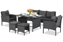 Technorattan set met poefs Bari Garden Point antraciet