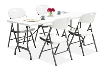 Inklapbare cateringtafelset 180 cm + 4 stoelen