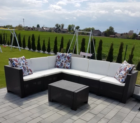 Colorado Hoek 6 bruin Bica technorattan hoek met tafel