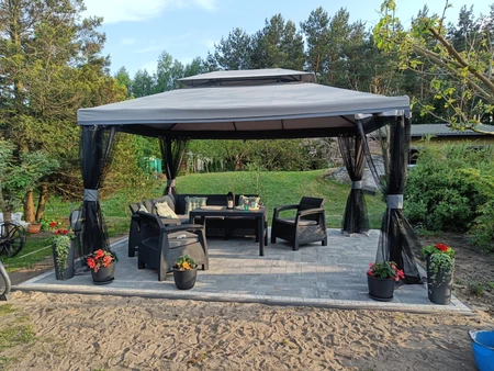 Grijs tuinpaviljoen met klamboe Valencia 3x4 m Tuinpunt