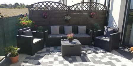 Antraciet technorattan meubelset met 3-zitsbank Nebraska en commode