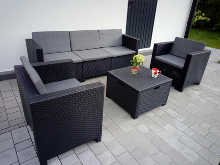 Technorattan set met grote bank Colorado Coffee Box 5 antraciet met Bica box