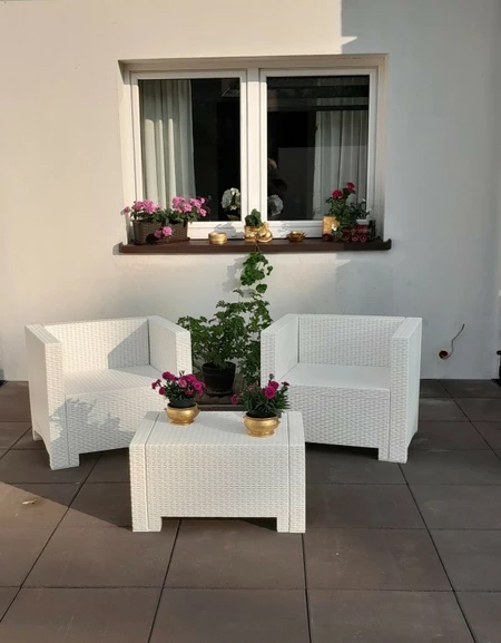 Technorattan set met twee grote banken Colorado Coffee Max 10 wit Bica