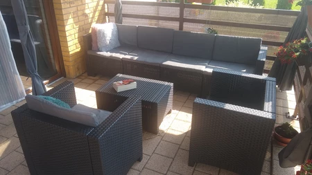 Technorattan set met verlengde bank Colorado Coffee 6 Max antraciet Bica