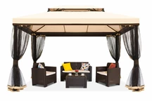 Crème tuinpaviljoen met muskietennet  Valencia 3x4 m Garden Point