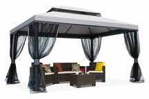 Grijs tuinpaviljoen met muskietennet Valencia 3x4 m Garden Point