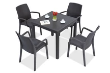 Kunststof rotan meubelset Dallas/Indiana antraciet voor 4 personen Bica