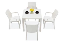 Kunststof rotan meubelset Dallas/Indiana wit voor 4 personen Bica