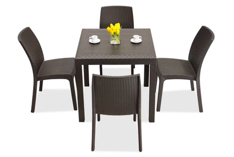 Kunststof rotan meubelset bruin Dallas/Virginia 4 Bica