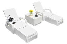 Ligstoelen set van kunststof rotan Miami duo wit Bica