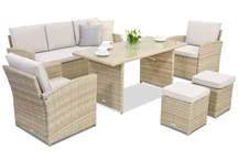 Monaco Apetito 5 tuinmeubelen met Garden Point poefs beige