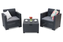 Nebraska Terrace Box 2 antraciet technorattan set met Bica box