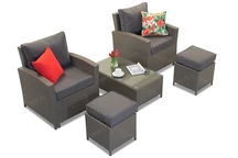 Parma Terrace antraciet technorattan loungemeubels met Garden Point poefs