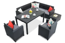 Technorattan set met hoek- en fauteuils Nebraska Comida 7 antraciet Bica