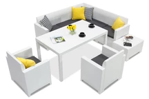 Technorattan set met hoek- en fauteuils Nebraska Comida 7 antraciet Bica