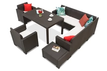Technorattan set met hoek- en fauteuils Nebraska Comida 7 bruin Bica