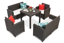 Technorattan set met tafel Dallas Nebraska 6 bruin Bica