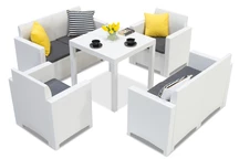 Technorattan set met tafel Dallas Nebraska 6 wit Bica
