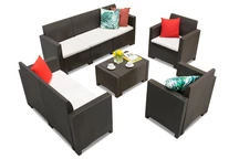 Technorattan set met tafel Nebraska Coffee 7 bruin Bica