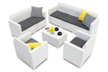 Technorattan set met tafel Nebraska Coffee 7 wit Bica