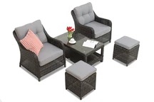 Toledo Terrace antraciet technorattan set met Garden Point poefs