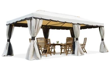 Tuinpaviljoen met muskietennet en gordijnen crème Valencia 3x6m Garden Point