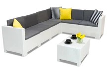 Witte hoek tuinset van kunststof rotan met tafeltje Colorado Corner 6 Bica