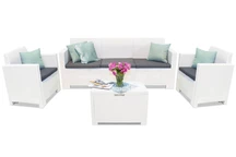 Witte meubelen van kunststof rotan met 3-zitsbank Nebraska Coffee Box 5 met Bica box