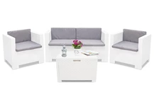 Witte meubelen van kunststof rotan met bank Colorado Coffee Box 4 met Bica box