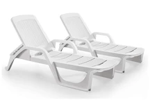 Set van twee technorattan ligstoelen Nilo wit Bica
