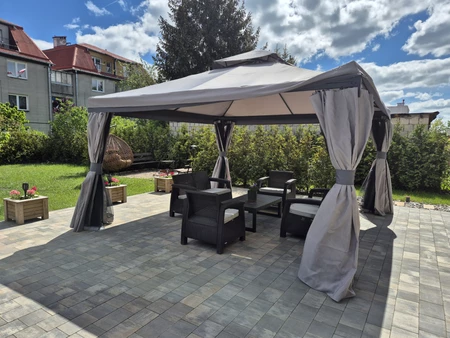 Tuinpaviljoen met klamboe en gordijnen Valencia 4 x 4 m grijs Garden Point