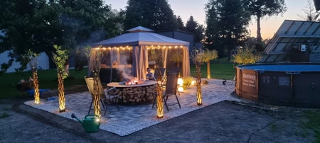 Tuinpaviljoen met klamboe en gordijnen Valencia 4 x 4 m grijs Garden Point