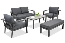 Aluminium tuinmeubelen Sydney Coffee 4 met bank Garden Point antraciet
