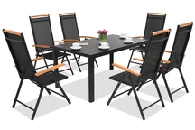 Aluminium tuinmeubelen polywood Verona Wood voor 6 personen Garden Point zwart
