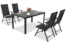 Aluminium tuinmeubelen polywood Verona voor 4 personen zwart
