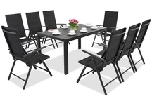Aluminium tuinmeubelen polywood Verona voor 8 personen Garden Point zwart