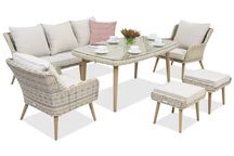 Bilbao Apetito tuinmeubelen 5 + 2 Garden Point poefs zand