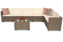 Colorado Hoek Max 7 cappuccino Bica technorattan hoek met tafel
