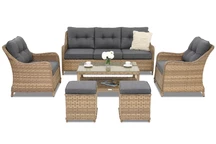 Garden Point melange Toledo Coffee 5 tuinmeubelen met 2 poefs