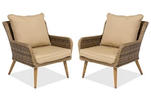 Kunststof rotan fauteuil Bilbao Garden Point - set van 2 stuks bruin