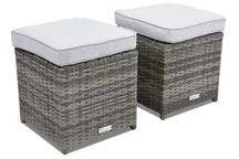 Kunststof rotan kruk Monaco Garden Point grijs - set van 2 stuks