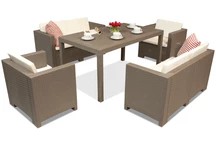 Kunststof rotan meubelset Colorado Apetito 6 cappuccino Bica
