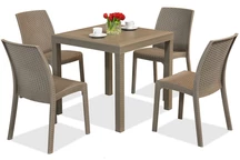 Kunststof rotan meubelset cappuccino Dallas/Virginia 4 Bica