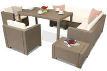 Kunststof rotan meubelset in cappuccino kleur Colorado Comida 7 Bica