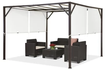 Metalen terraspergola Santorini 3 x 3 m bruin-wit Garden Point